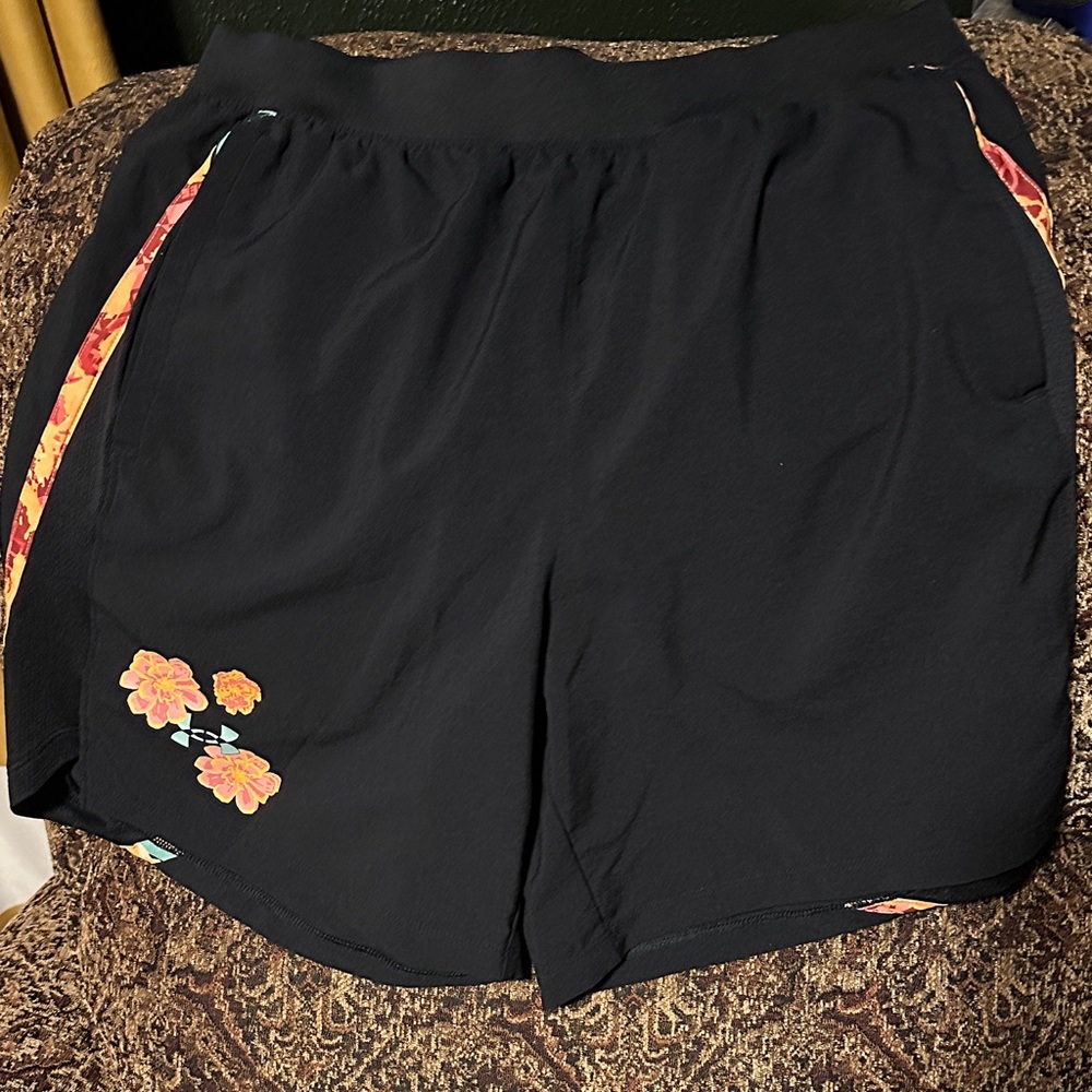 Under Armour Black Athletic Shorts with Floral Accents